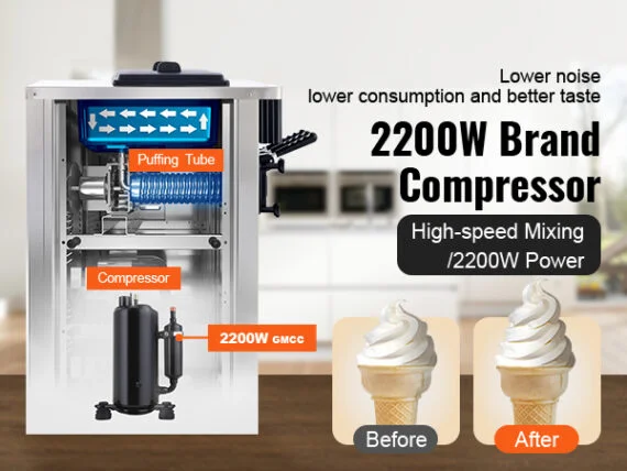 Softy Ice Cream Machine 2+1 Flavor 4.5 Ltr Double Compressor Pre-cooling - Image 2