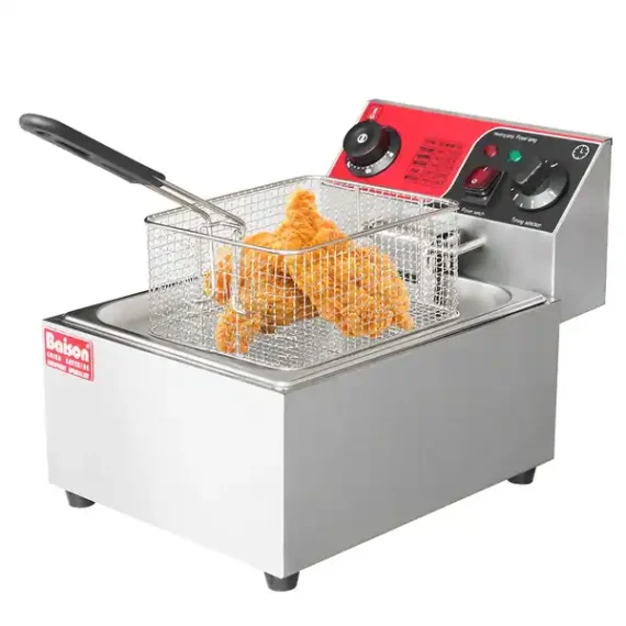 6L 1500W Countertop Electric Deep Fryer with Basket Lid Single Removable Tank
