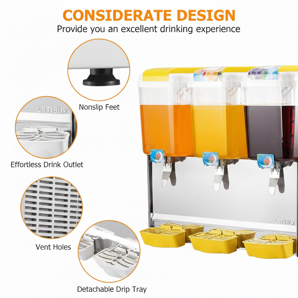 Electric Juice Dispenser 3 Tank 18x3 54 Liter Yellow 3 Electric Juice Dispenser 3 Tank 18x3 54 Liter Yellow - Image 3