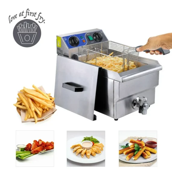 Koval Inc Stainless Steel Commercial Electric Deep Fat Fryer with Drain and Basket 10L Silver Single Tank 681bd9a2 7eb0 4134 96ed 679b696ca2bd 1.81154d1b2899d7dfe53241145ecb0792