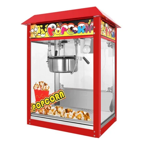 Wholesale Price CE Approved Red Automatic Commercial Popcorn Maker Machine and Showcase for Cinema and Snack Stores 2