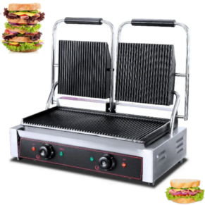 Electric Commercial Sandwich Griller Machine Double Head 10 Inch