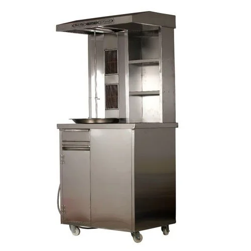 SS Gas Shawarma Machine Double Burner With Fully Utility Shelf - Image 3