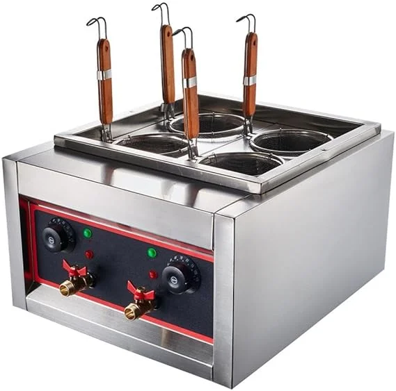 Electric Pasta Noodle Boiler Machine with 4 In 1 Compartments and Taps - Image 2