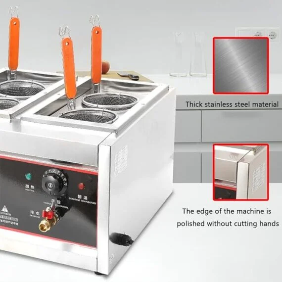 Electric Pasta Noodle Boiler Machine with 4 In 1 Compartments and Taps - Image 3