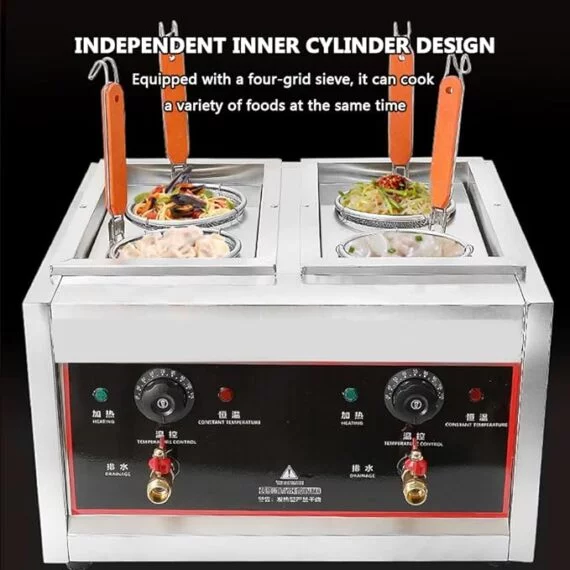 Electric Pasta Noodle Boiler Machine with 4 In 1 Compartments and Taps - Image 4