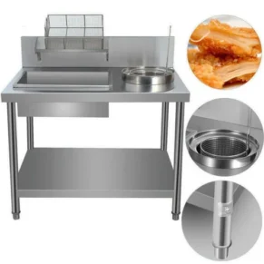 Fried Chicken Breading Table With Removal Mesh