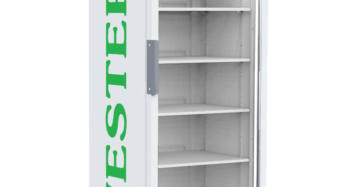 a white refrigerator with shelves