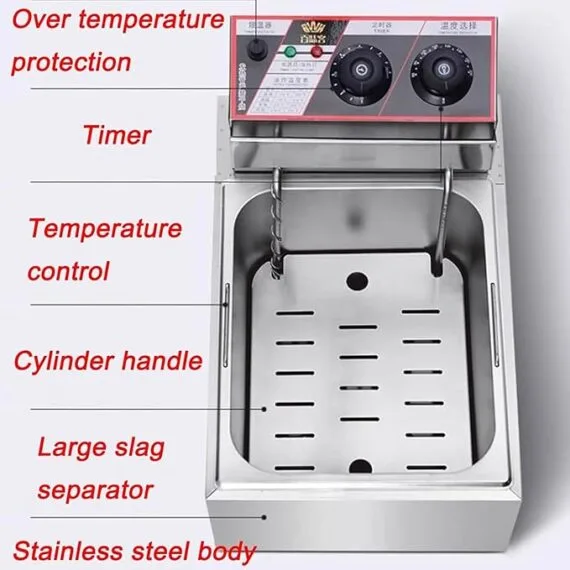 Electric Single Tank Deep Fryer 8 Liter With Timer Premium - Image 4