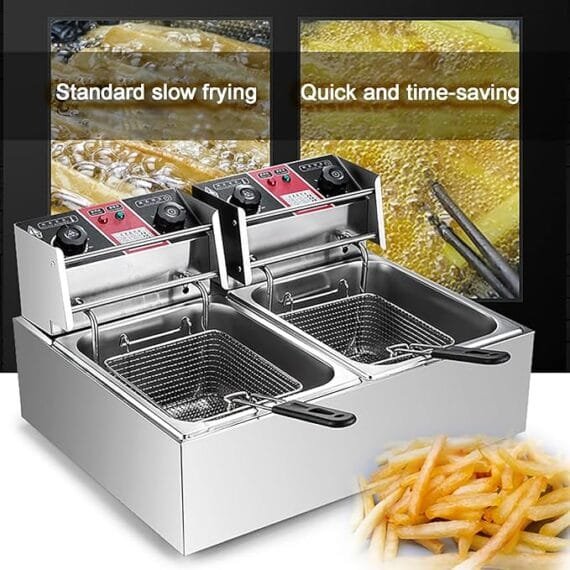 Electric Double Tank Deep Fryer 16 Liter With Timer Premium