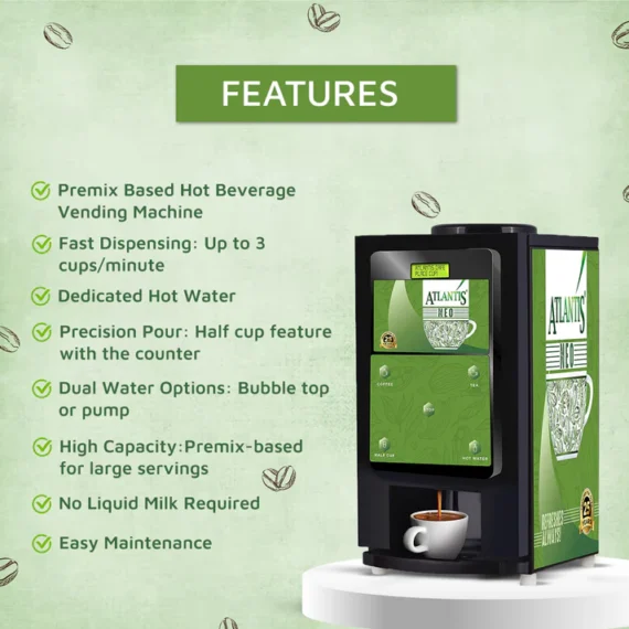 Atlantic Neo 2 Lane Tea and Coffee Vending Machine - Dedicated Hot Water - Image 4