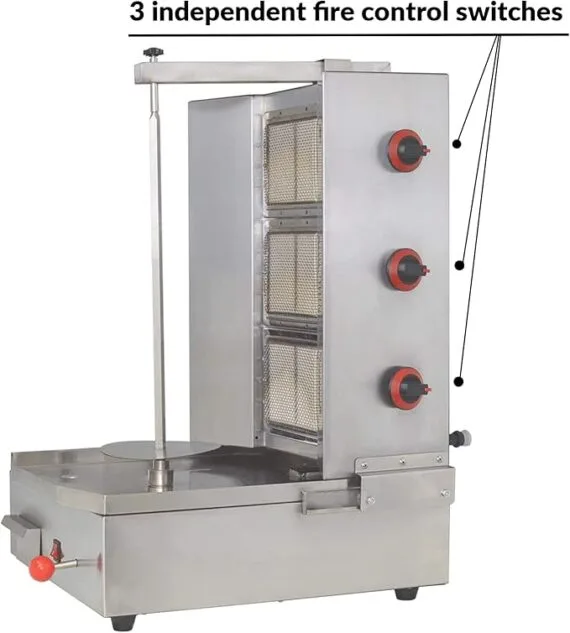 Gas Shawarma Machine 4 Burner Table Top With Rotation