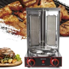 Gas Shawarma Machine Double Burner Table Top With Rotaion