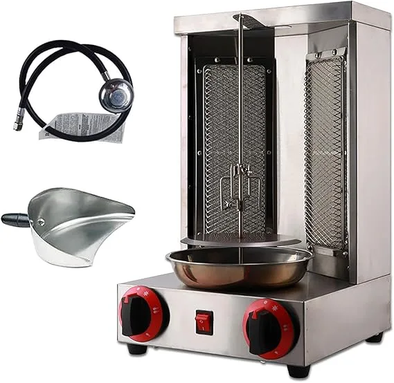 Gas Shawarma Machine Mini Double Burner Table Top With Rotation