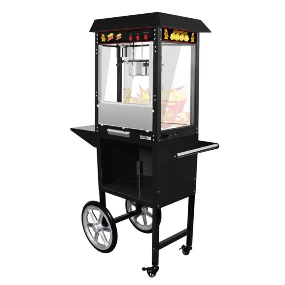 Commercial Popcorn Machine 250 Gms Electric Black With Cart Trolly