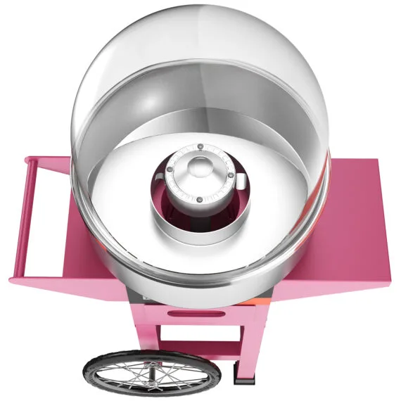 Electric Cotton Candy Machine Pink Cart Trolly With Spit Guard ( Dome Cover )