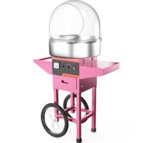 Electric Cotton Candy Machine Pink Cart Trolly With Spit Guard ( Dome Cover )