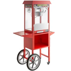Commercial Popcorn Machine 250 Gms Electric Red With Cart Trolly