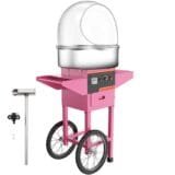 Electric Cotton Candy Machine Pink Cart Trolly With Spit Guard ( Dome Cover )