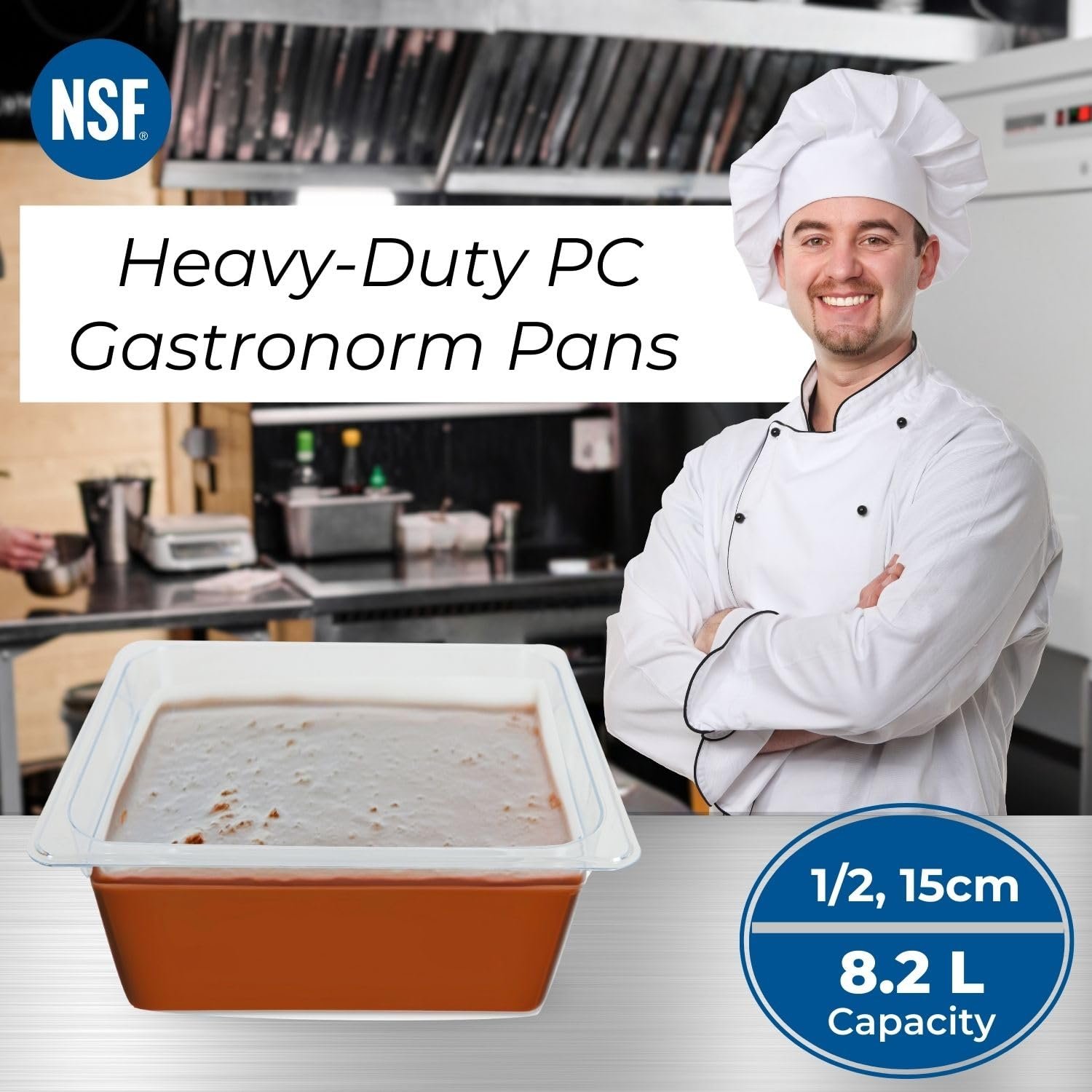 PC GN Pan 1/2 150mm – 15 Cm, NSF Grade Gastronorm Pan Polycarbonate, 8.2 Ltr Without Lid 2 PC GN Pan 1/2 150mm – 15 Cm, NSF Grade Gastronorm Pan Polycarbonate, 8.2 Ltr Without Lid - Image 2