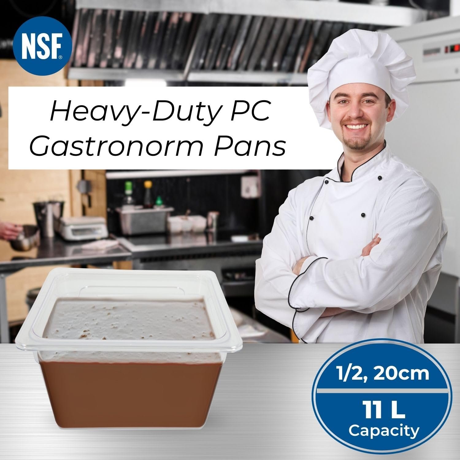 PC GN Pan 1/2 200mm – 20 Cm, NSF Grade Gastronorm Pan Polycarbonate, 11 Ltr Without Lid 2 PC GN Pan 1/2 200mm – 20 Cm, NSF Grade Gastronorm Pan Polycarbonate, 11 Ltr Without Lid - Image 2