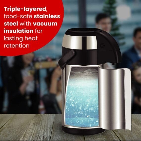 Stainless Steel Vacuum Airpot Dispenser 3 Ltr With Pump - Image 3