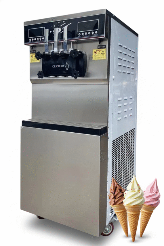 Softy Ice Cream Machine 2+1 Flavor Standing Single Compressor Permium