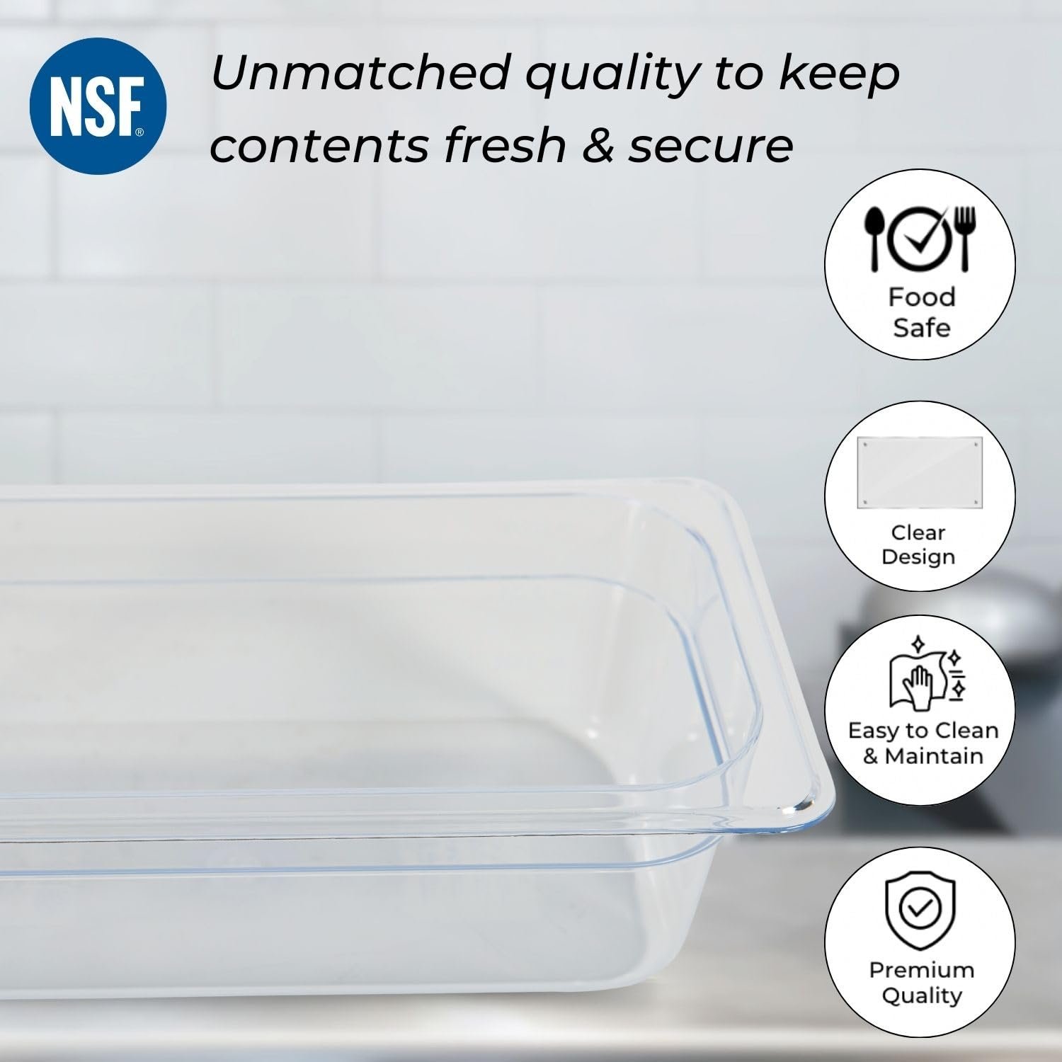 PC GN Pan 1/3 100mm - 10 Cm, NSF Grade Gastronorm Pan Polycarbonate, 3.1 Ltr Without Lid 6 PC GN Pan 1/3 100mm - 10 Cm, NSF Grade Gastronorm Pan Polycarbonate, 3.1 Ltr Without Lid - Image 6