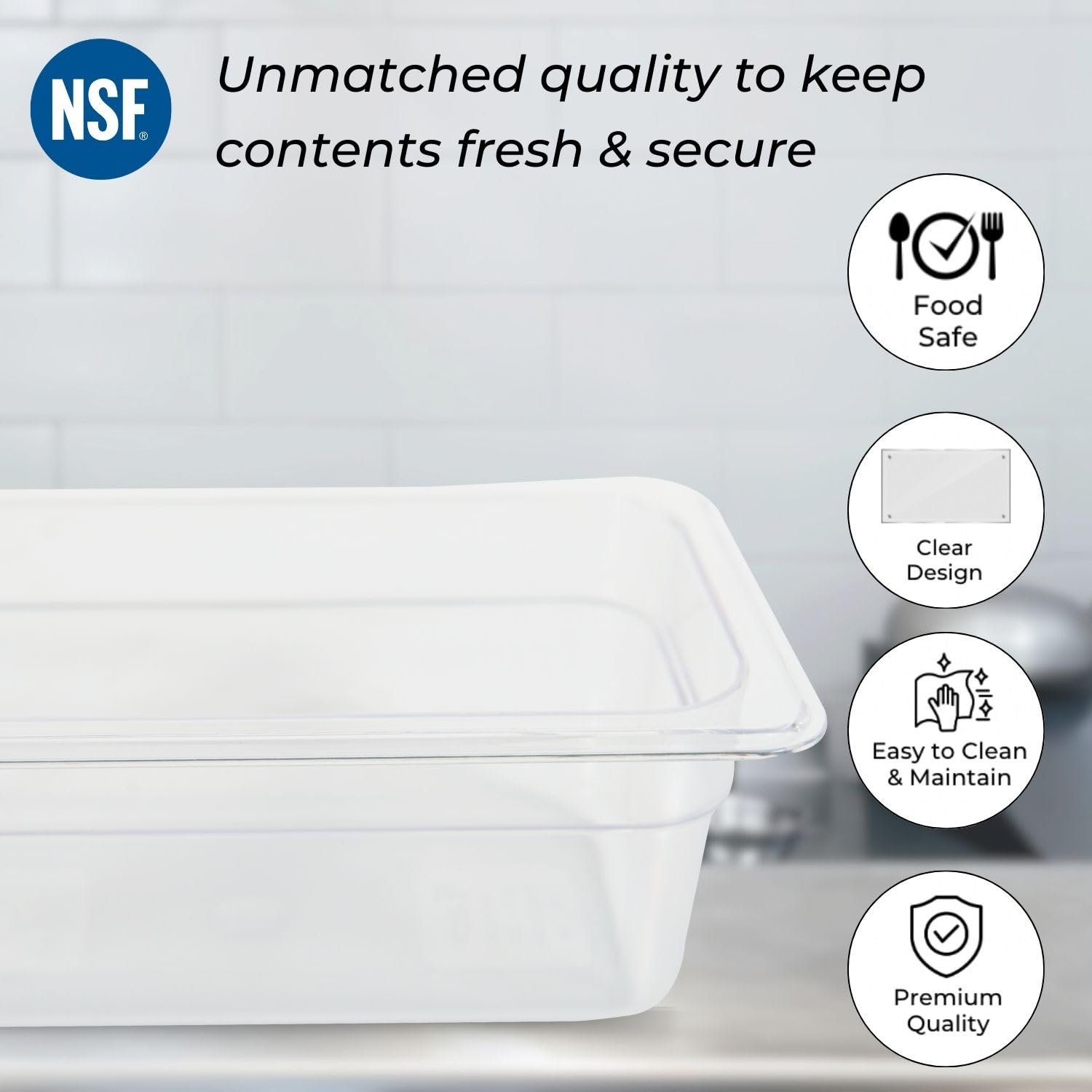 PC GN Pan 1/4 100mm - 10 Cm, NSF Grade Gastronorm Pan Polycarbonate, 2.3 Ltr Without Lid 5 PC GN Pan 1/4 100mm - 10 Cm, NSF Grade Gastronorm Pan Polycarbonate, 2.3 Ltr Without Lid - Image 5