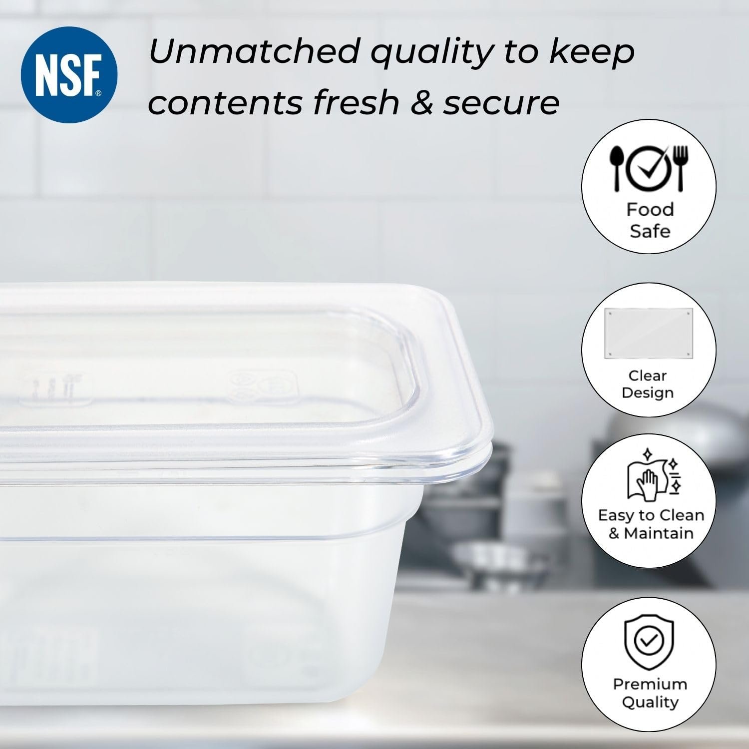 PC GN Pan 1/9 100mm - 10 Cm, NSF Grade Gastronorm Pan Polycarbonate, 840 ML Without Lid 5 PC GN Pan 1/9 100mm - 10 Cm, NSF Grade Gastronorm Pan Polycarbonate, 840 ML Without Lid - Image 5