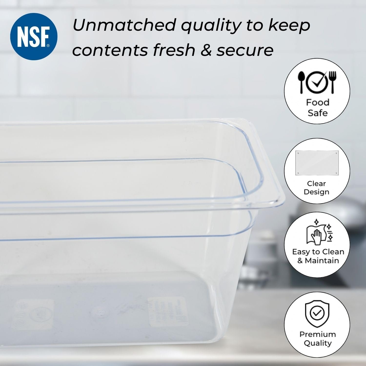 PC GN Pan 1/3 150mm - 15 Cm, NSF Grade Gastronorm Pan Polycarbonate, 5 Ltr Without Lid 5 PC GN Pan 1/3 150mm - 15 Cm, NSF Grade Gastronorm Pan Polycarbonate, 5 Ltr Without Lid - Image 5