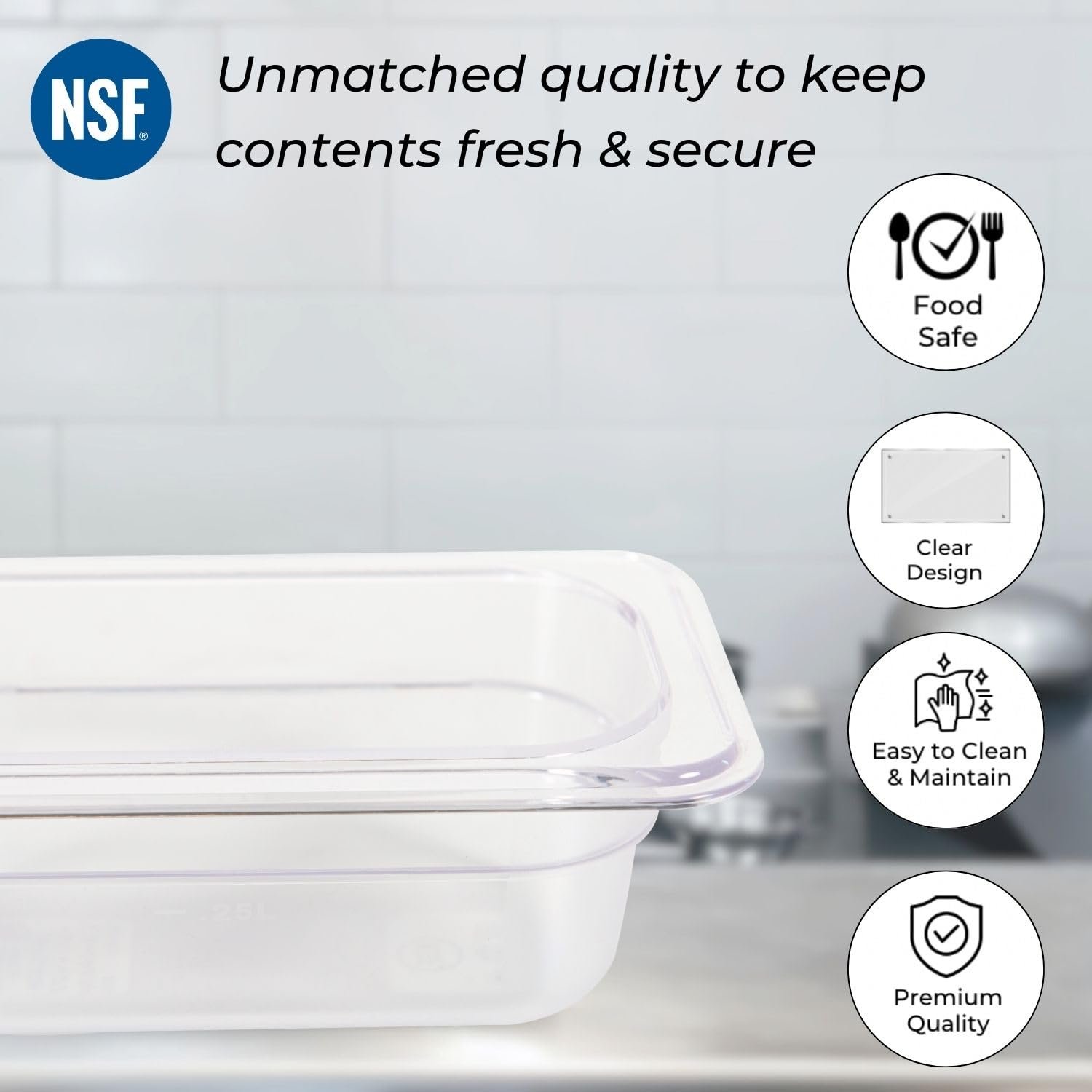 PC GN Pan 1/9 65mm - 6.5 Cm, NSF Grade Gastronorm Pan Polycarbonate, 500 ML Without Lid 5 PC GN Pan 1/9 65mm - 6.5 Cm, NSF Grade Gastronorm Pan Polycarbonate, 500 ML Without Lid - Image 5