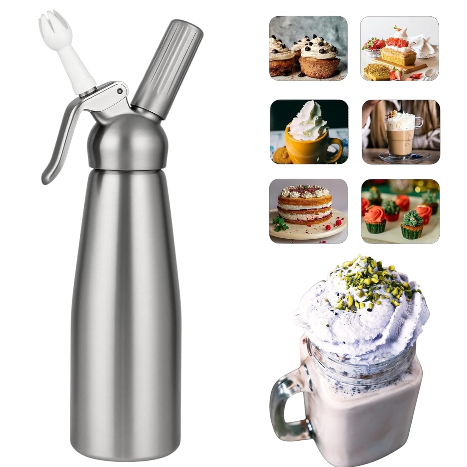 Professional Whipped Cream Dispenser Canister 1000 Ml 1 Professional Whipped Cream Dispenser Canister 500 Ml