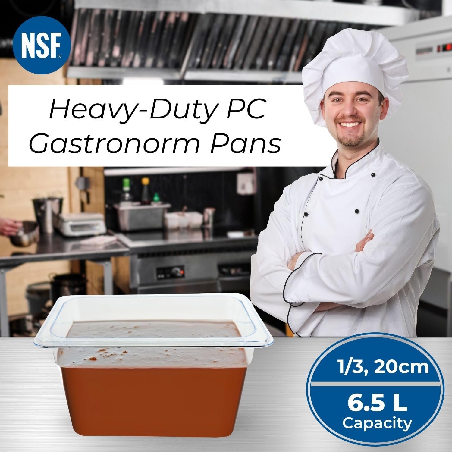 PC GN Pan 1/3 200mm - 20 Cm, NSF Grade Gastronorm Pan Polycarbonate, 6.5 Ltr Without Lid 2 PC GN Pan 1/3 200mm - 20 Cm, NSF Grade Gastronorm Pan Polycarbonate, 6.5 Ltr Without Lid - Image 2