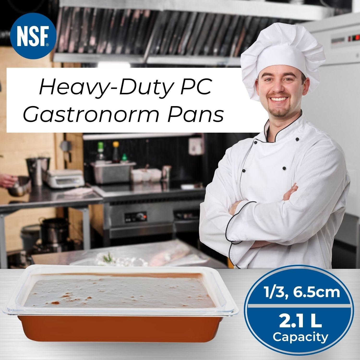 PC GN Pan 1/3 65mm - 6.5 Cm, NSF Grade Gastronorm Pan Polycarbonate, 2.1 Ltr Without Lid 2 PC GN Pan 1/3 65mm - 6.5 Cm, NSF Grade Gastronorm Pan Polycarbonate, 2.1 Ltr Without Lid - Image 2