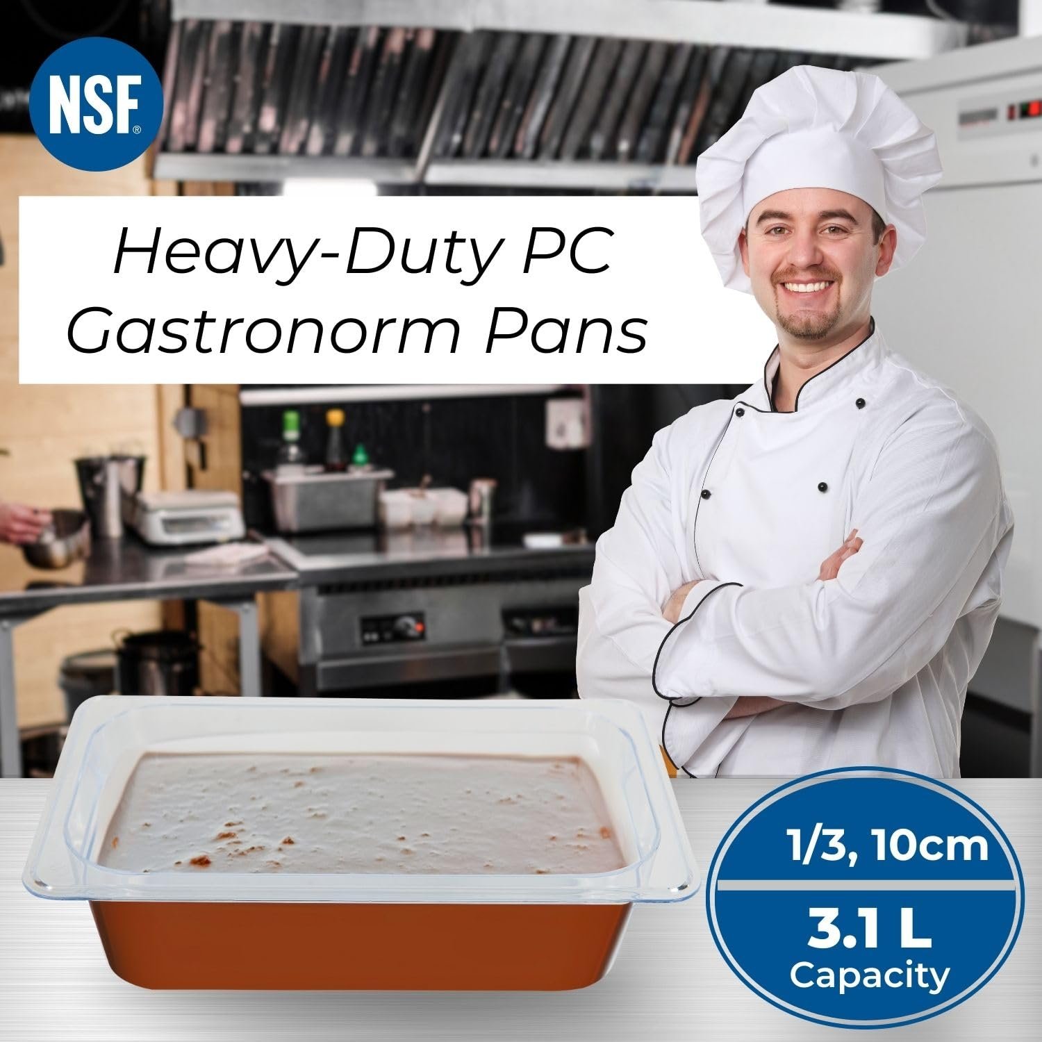 PC GN Pan 1/3 100mm - 10 Cm, NSF Grade Gastronorm Pan Polycarbonate, 3.1 Ltr Without Lid 2 PC GN Pan 1/3 100mm - 10 Cm, NSF Grade Gastronorm Pan Polycarbonate, 3.1 Ltr Without Lid - Image 2