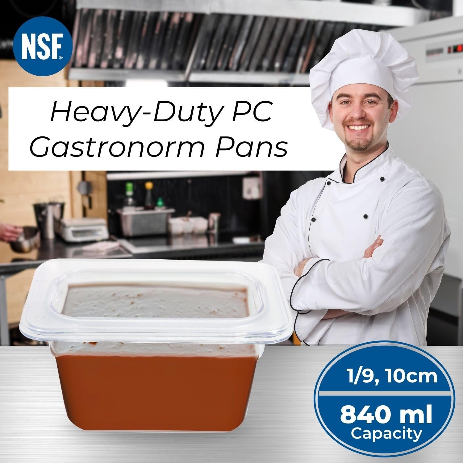 PC GN Pan 1/9 100mm - 10 Cm, NSF Grade Gastronorm Pan Polycarbonate, 840 ML Without Lid 2 PC GN Pan 1/9 100mm - 10 Cm, NSF Grade Gastronorm Pan Polycarbonate, 840 ML Without Lid - Image 2