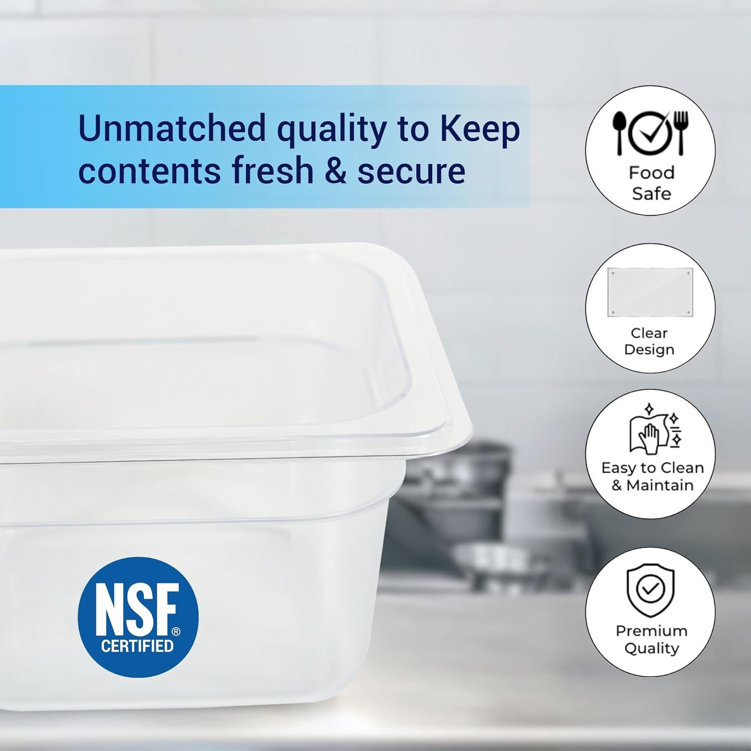 PC GN Pan 1/6 65mm - 6.5 Cm, NSF Grade Gastronorm Pan Polycarbonate, 1 Ltr Without Lid 4 PC GN Pan 1/6 65mm - 6.5 Cm, NSF Grade Gastronorm Pan Polycarbonate, 1 Ltr Without Lid - Image 4