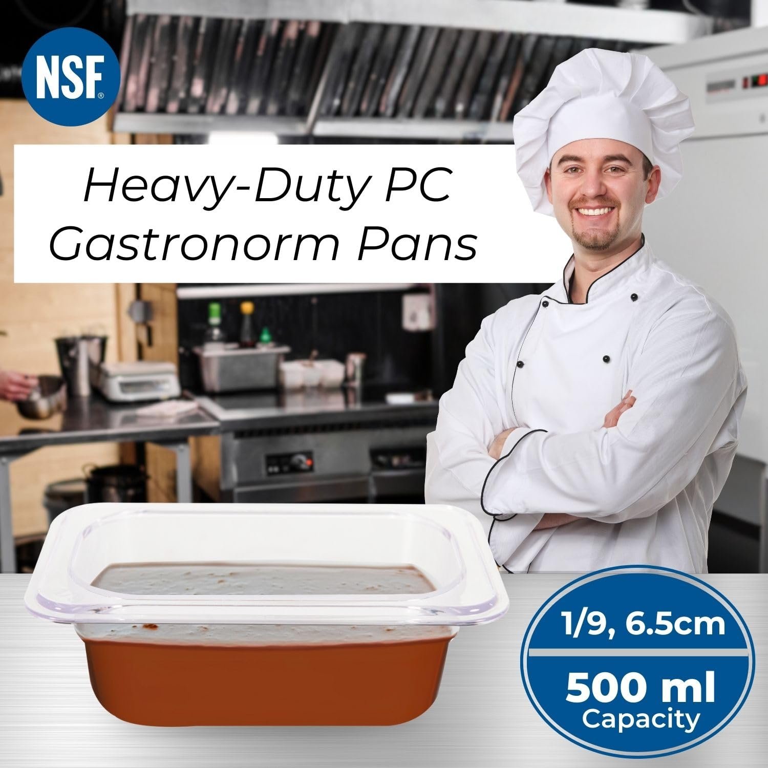 PC GN Pan 1/9 65mm - 6.5 Cm, NSF Grade Gastronorm Pan Polycarbonate, 500 ML Without Lid 2 PC GN Pan 1/9 65mm - 6.5 Cm, NSF Grade Gastronorm Pan Polycarbonate, 500 ML Without Lid - Image 2