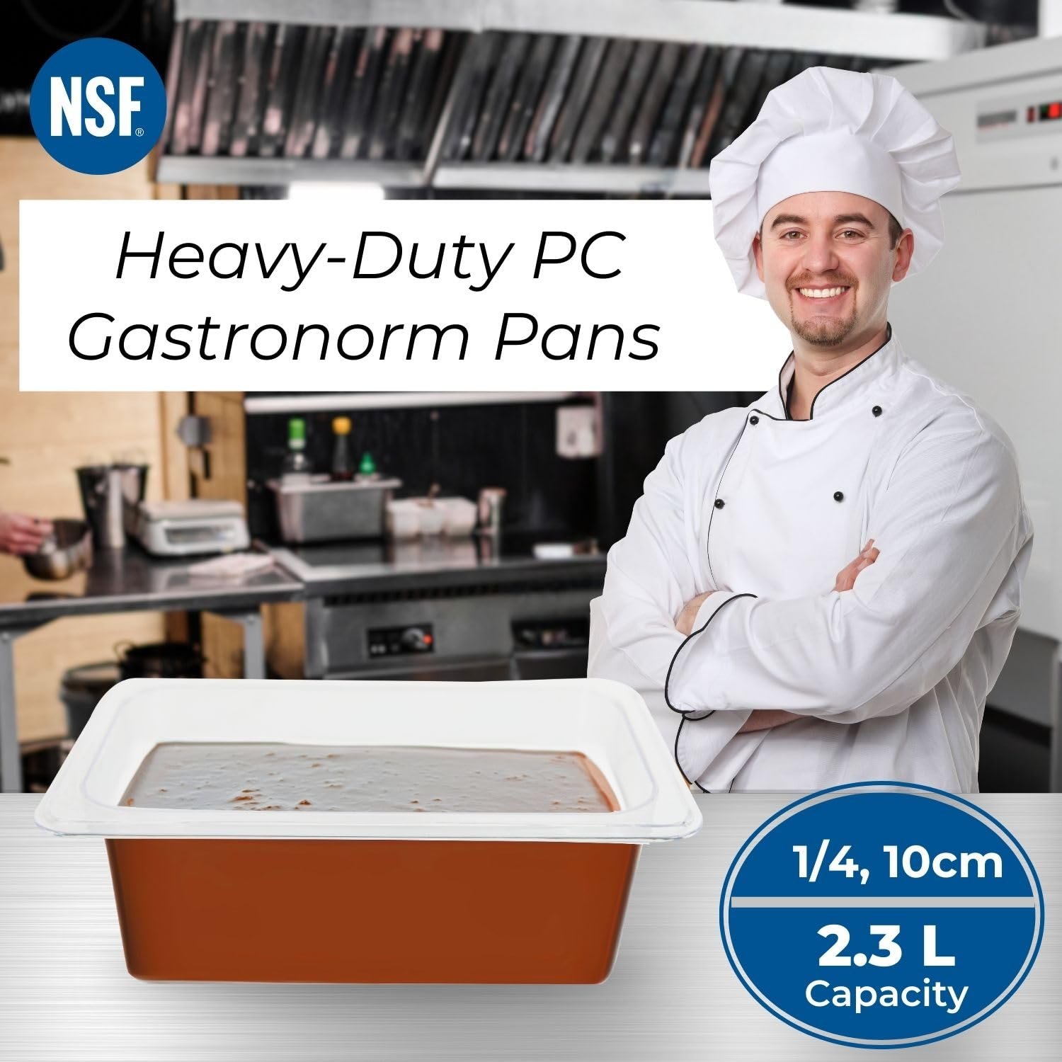PC GN Pan 1/4 100mm - 10 Cm, NSF Grade Gastronorm Pan Polycarbonate, 2.3 Ltr Without Lid 2 PC GN Pan 1/4 100mm - 10 Cm, NSF Grade Gastronorm Pan Polycarbonate, 2.3 Ltr Without Lid - Image 2