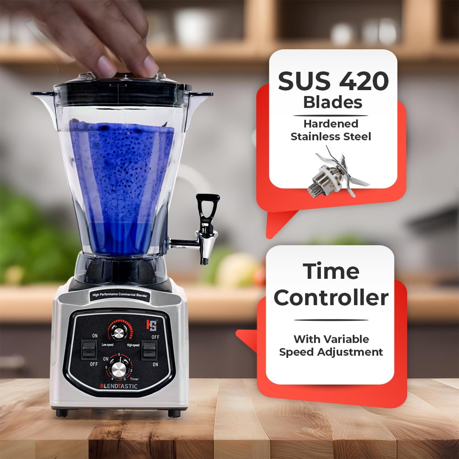 Blendtastic Heavy Duty Commercial Blender 6.8 Ltr With Faucet (Tap) And Timmer 3 Blendtastic Heavy Duty Commercial Blender 6.8 Ltr With Faucet (Tap) And Timmer - Image 3